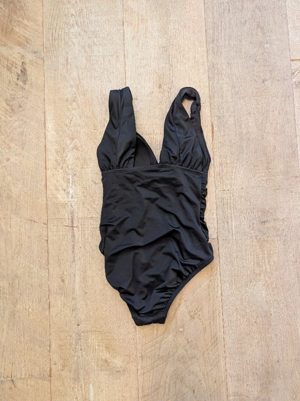 Time and Tru Black Ruched One-Piece Swimsuit XS 0-2